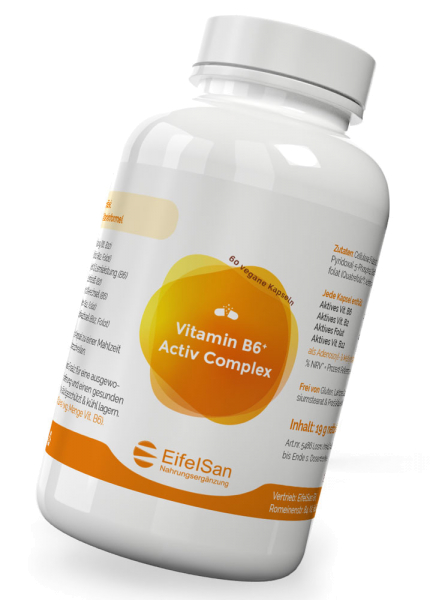 Vitamin B6+ Aktiv Komplex - 60 Kapseln mit B2, B12 und Folat