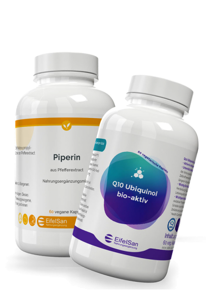 Ubiquinol Q10 bio-aktiv 100 mg + Piperin 8 mg aus Pfefferextrakt