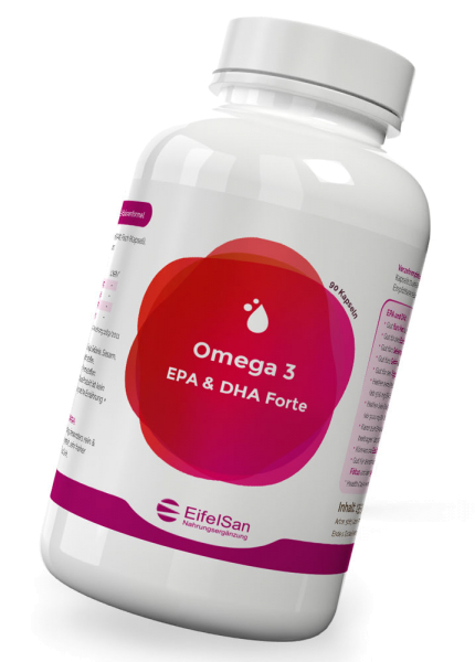 Omega-3 EPA DHA Forte 1000 mg aus Fischöl - 90 Kapseln