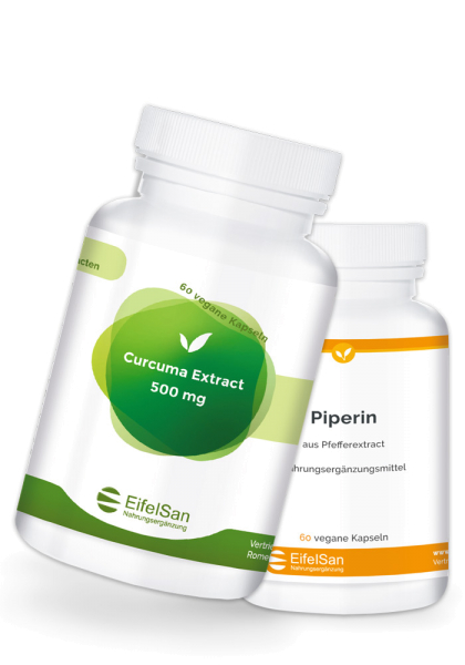 Curcuma 500 mg Kapseln + Piperin 8 mg aus Pfefferextrakt 2er Set