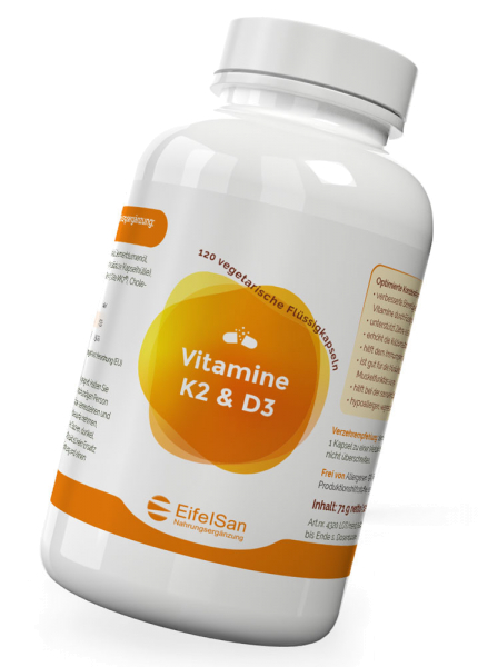 Vitamin K2 100 µg + D3 2000 I.E. - 120 Kapseln mit MCT-Öl
