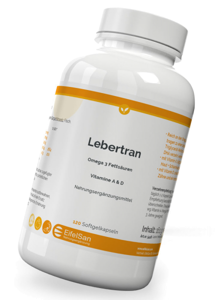 Lebertran - 120 Softgels mit Vitamine A + D3 + Omega 3