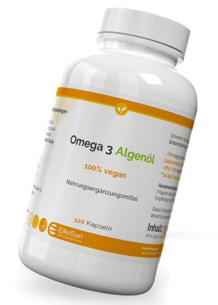 Omega-3 Algenöl 500 mg  - 120 vegane Kapseln DHA + EPA
