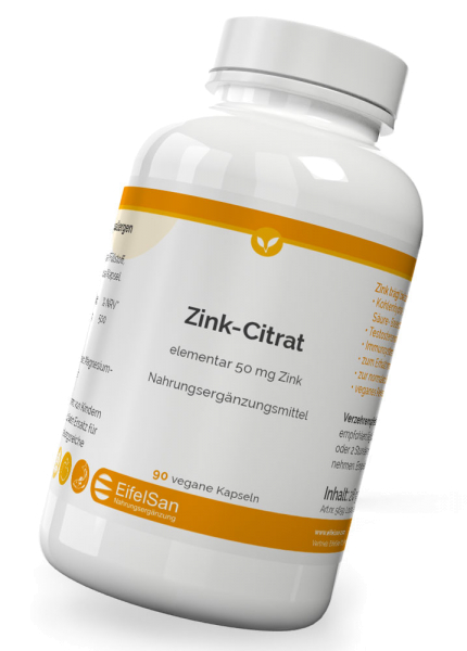 Zinkcitrat - 90 Kapseln mit 50 mg Zink