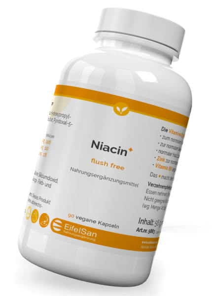 Niacin flush free Plus - 90 Kapseln Vitamin B3, B6 und Zink